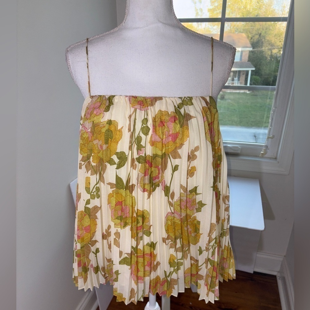 Rebecca Taylor Pleated Tanktop Floral Spring size Large